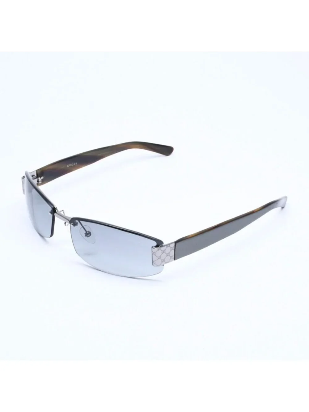 Gucci Sunglasses Eyewear Khaki Lens Temple Silver